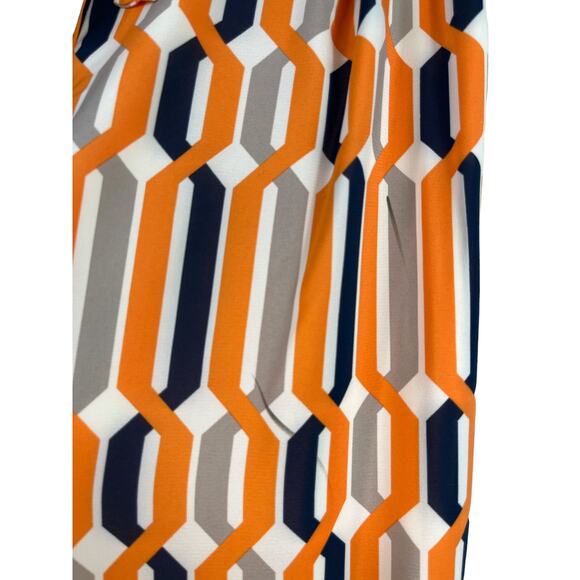 Du Jour QVC Wide Leg Geometric Orange Pants With Tie Waist XXSP - Picture 4 of 6